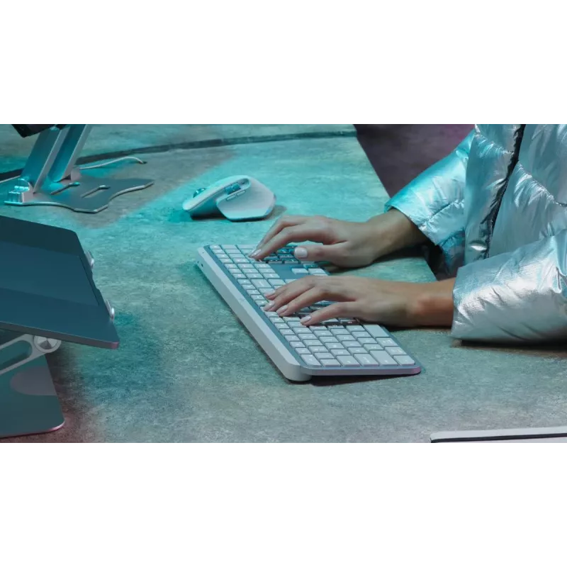 Belaidė klaviatūra Logitech MX Keys S universali RF Wireless + Bluetooth QWERTZ vokiška aliumininė balta