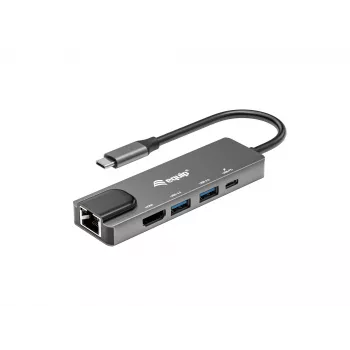 Equip USB-C 5 in1 Multifunkcinis adapteris, HDMI, Gigabit LAN, USB 3.2 GEN1, 100W USB PD