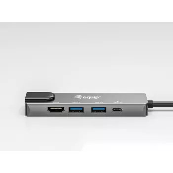 Equip USB-C 5 in1 Multifunkcinis adapteris, HDMI, Gigabit LAN, USB 3.2 GEN1, 100W USB PD