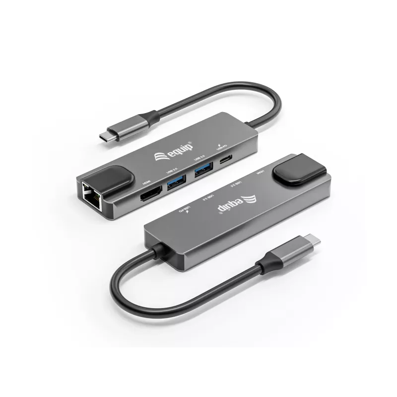 Equip USB-C 5 in1 Multifunkcinis adapteris, HDMI, Gigabit LAN, USB 3.2 GEN1, 100W USB PD