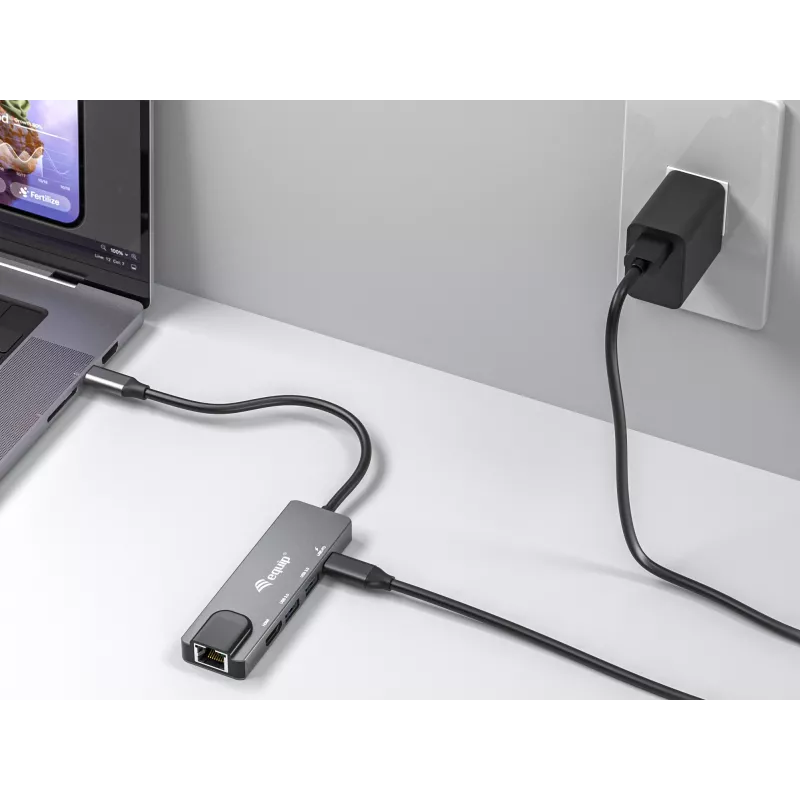 Equip USB-C 5 in1 Multifunkcinis adapteris, HDMI, Gigabit LAN, USB 3.2 GEN1, 100W USB PD