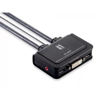 LevelOne 2 prievadų USB DVI-D Single Link KVM jungiklis su garso palaikymu