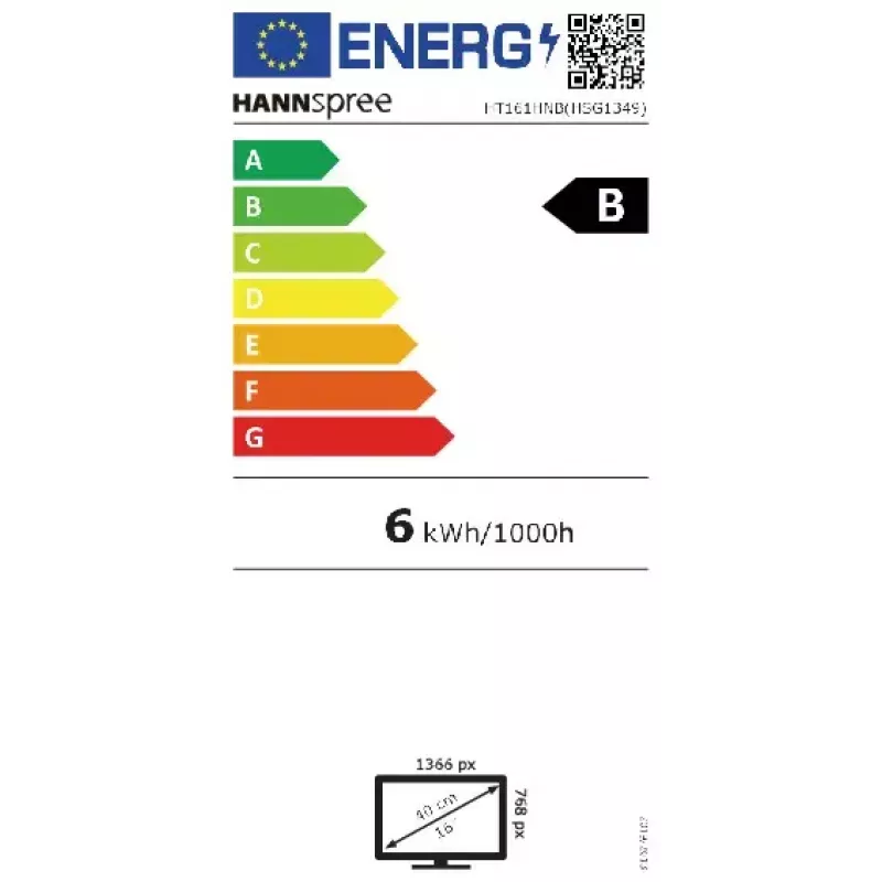 Hannspree HT161HNB monitorius 39,6 cm (15,6 col.) 1366 x 768 pikselių HD LED jutiklinis stalinis juodas