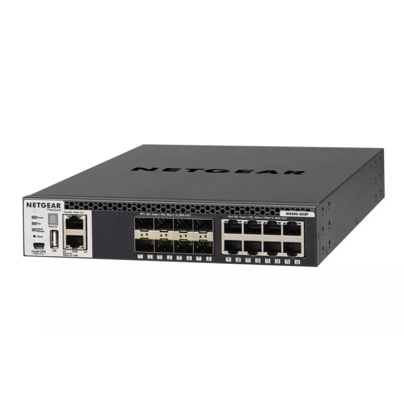 NETGEAR M4300-8X8F valdomas L3 10G Ethernet jungiklis (100/1000/10000) 1U juodas