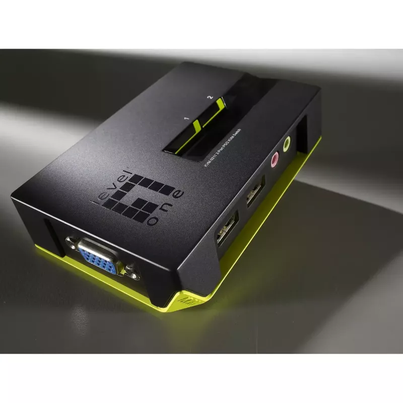 LevelOne KVM-0221 2 prievadų USB VGA KVM jungiklis su garso palaikymu