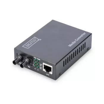 DIGITUS DN-82110-1 Media keitiklis, daugiamodis, 10/100/1000Base-T į 1000Base-SX, su maitinimo šaltiniu, ST jungtis, iki 0,5 km