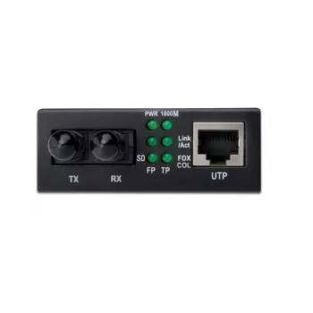 DIGITUS DN-82110-1 Media keitiklis, daugiamodis, 10/100/1000Base-T į 1000Base-SX, su maitinimo šaltiniu, ST jungtis, iki 0,5 km