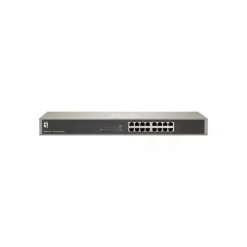 LevelOne 16 prievadų Gigabit jungiklis, nevaldomas, Gigabit Ethernet (10/100/1000), pilnas dupleksas, montavimas į stelažą