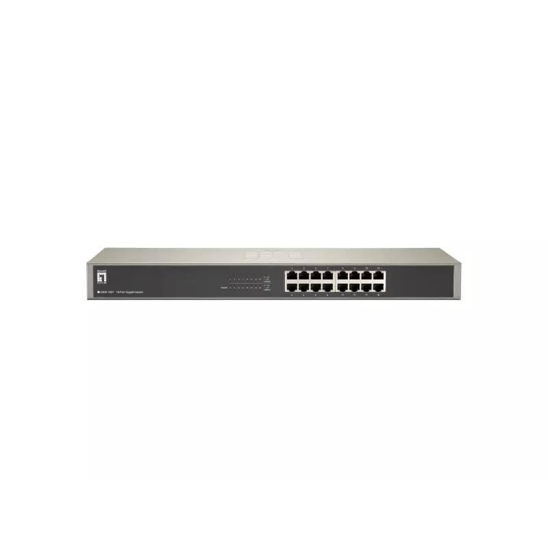 LevelOne 16 prievadų Gigabit jungiklis, nevaldomas, Gigabit Ethernet (10/100/1000), pilnas dupleksas, montavimas į stelažą