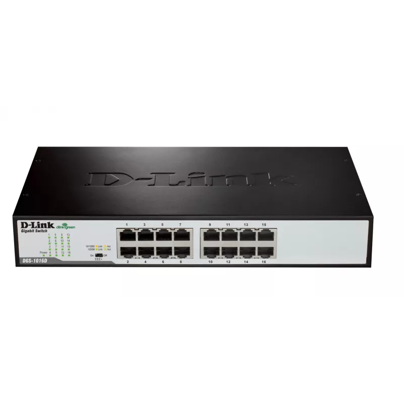 D-Link DGS-1016D/E tinklo jungiklis nevaldomas Juodas, Metalinis