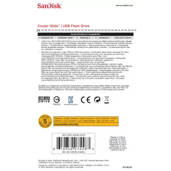 WESTERN DIGITAL SanDisk Cruzer Glide - 64GB USB atmintukas - USB 2.0