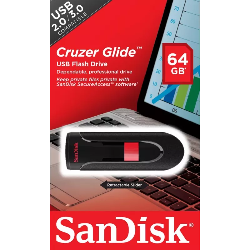 WESTERN DIGITAL SanDisk Cruzer Glide - 64GB USB atmintukas - USB 2.0