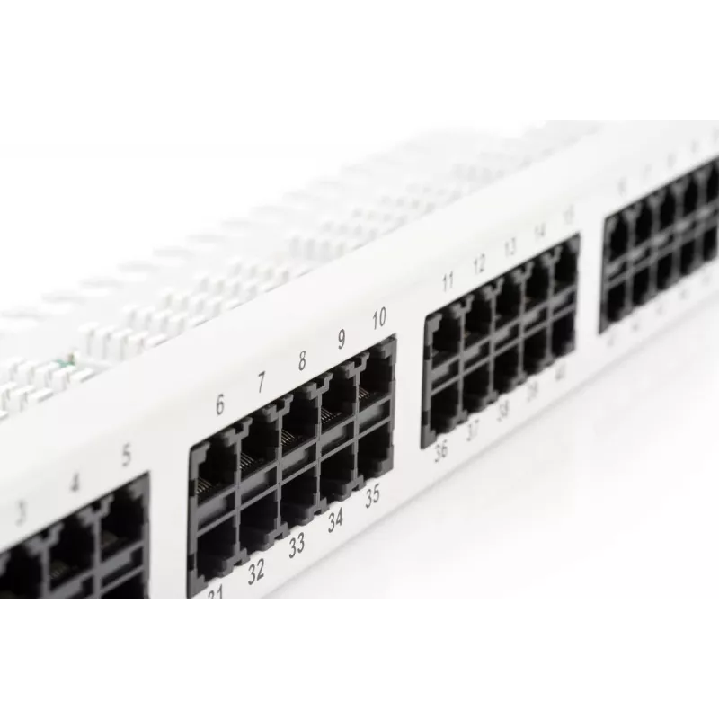 DIGITUS CAT3 ISDN skydinė plokštė, neekranuota 50 prievadų RJ45, 8P4C, LSA, 1U, montavimui į stelažą, spalva pilka RAL 7035