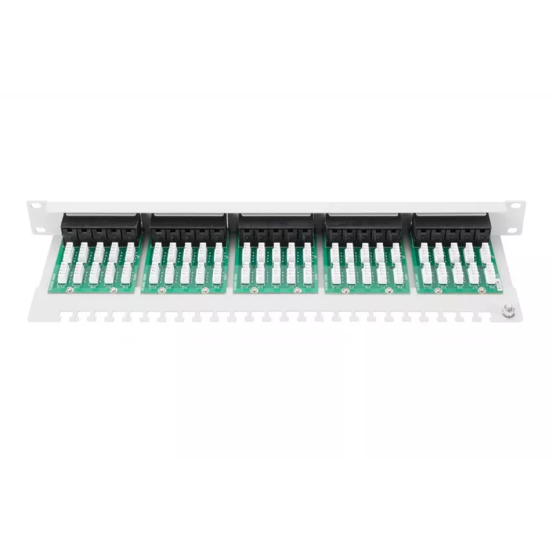 DIGITUS CAT3 ISDN skydinė plokštė, neekranuota 50 prievadų RJ45, 8P4C, LSA, 1U, montavimui į stelažą, spalva pilka RAL 7035