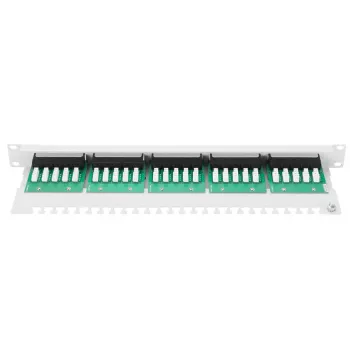 DIGITUS CAT 3 ISDN skirstymo panelis, neekranuotas, 25 prievadų RJ45, 8P4C, LSA, 1U, montavimui į stelažą, pilka RAL 7035