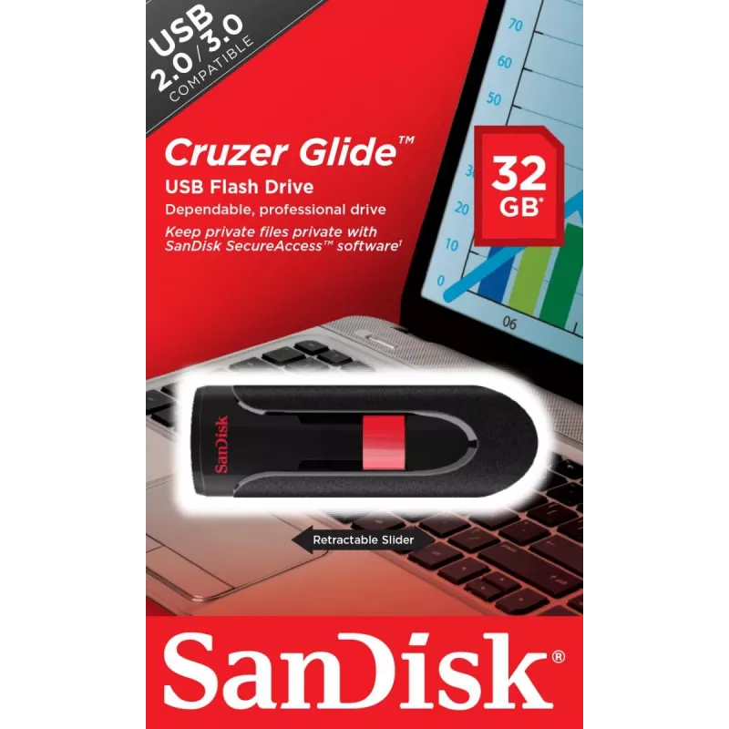 WESTERN DIGITAL SanDisk Cruzer Glide 32GB USB atmintukas USB 2.0