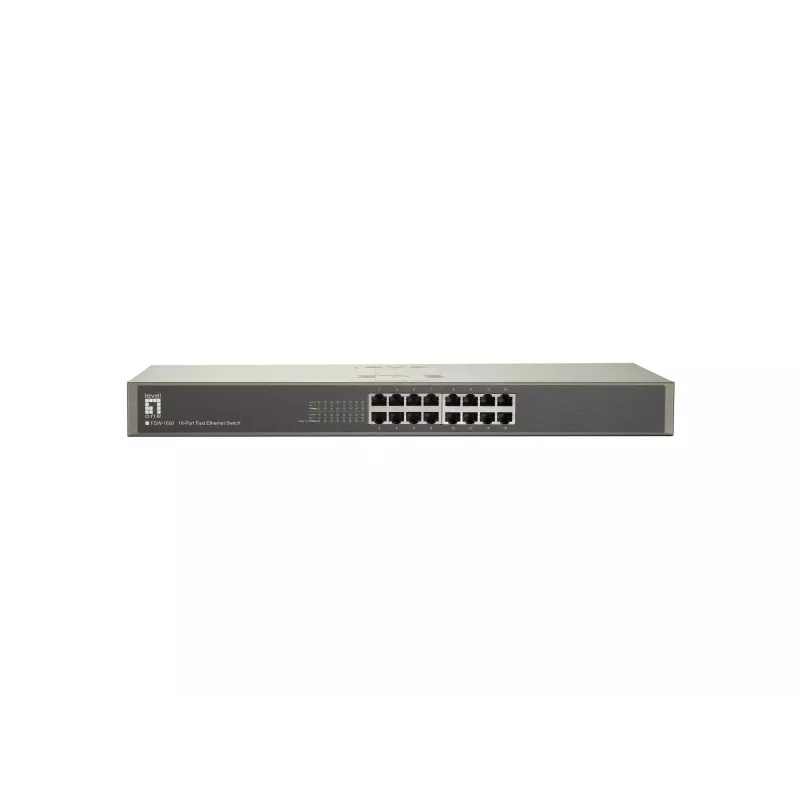 LevelOne 16 prievadų Fast Ethernet tinklo jungiklis, nevaldomas, 10/100, Full Duplex, montavimui į stelažą