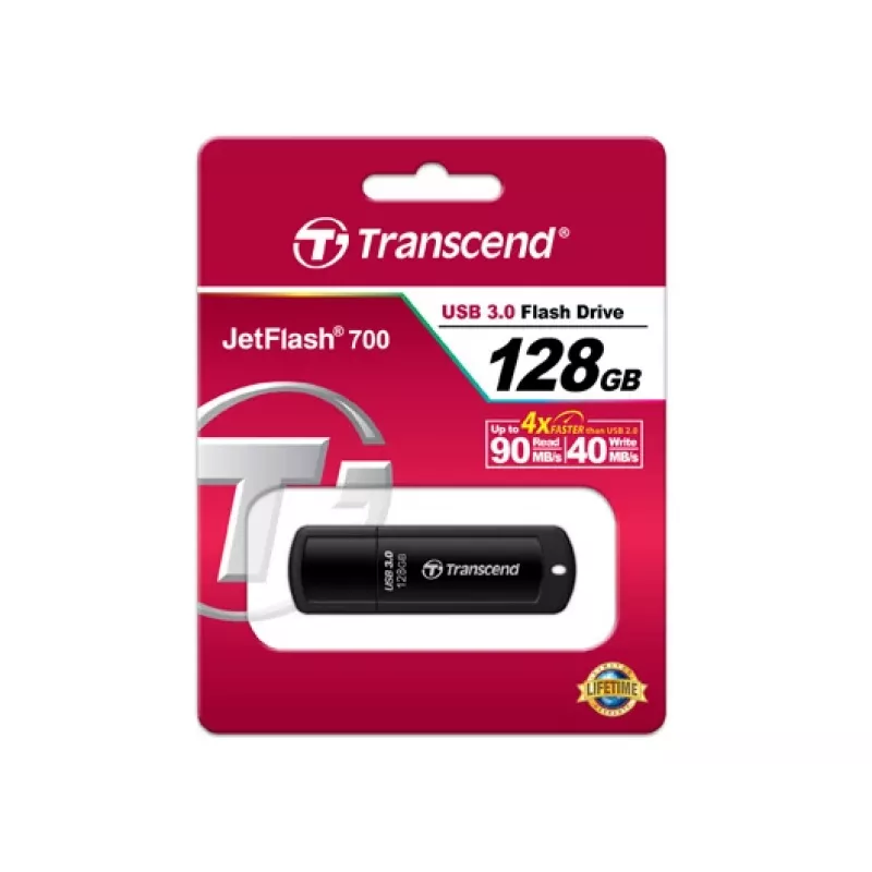 TRANSCEND JetFlash 700 128GB USB 3.0 atmintukas – juodas