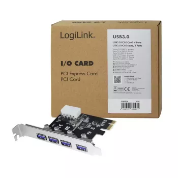 PCIe USB 3.0 kortelė LogiLink PC0057A – 4 papildomi USB prievadai