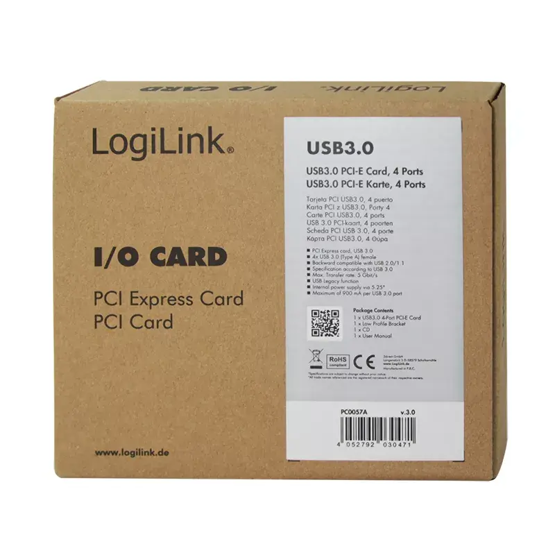 PCIe USB 3.0 kortelė LogiLink PC0057A – 4 papildomi USB prievadai