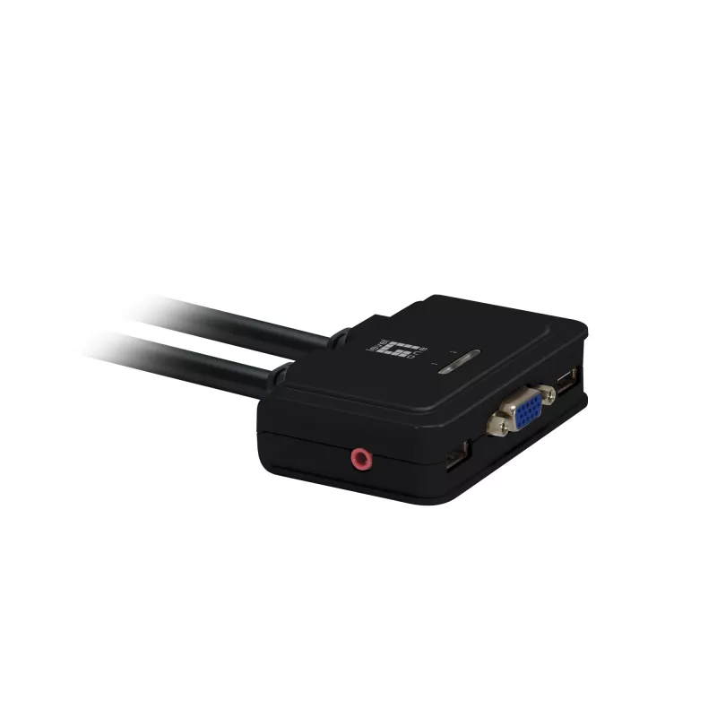 LevelOne KVM-0223 USB VGA KVM jungiklis 2 kompiuteriams, garsas, 2048 x 1536 pikseliai, juodas