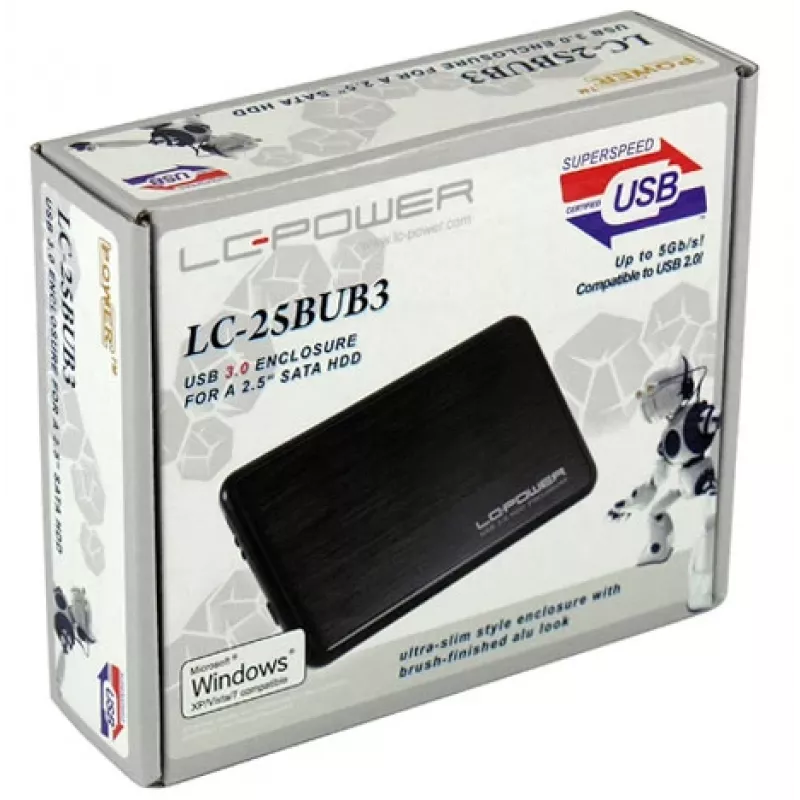 LC-Power LC-25BUB3 išorinis korpusas 2,5 inch SATA HDD/SSD, USB 3.0, aliuminis