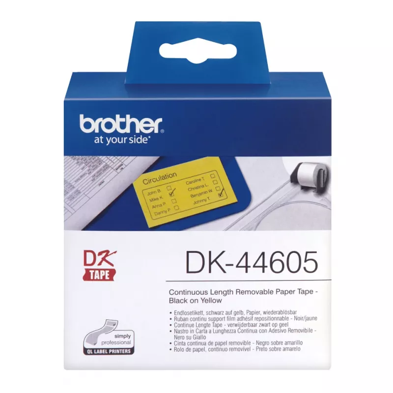 Brother DK-44605 etikečių juosta geltona