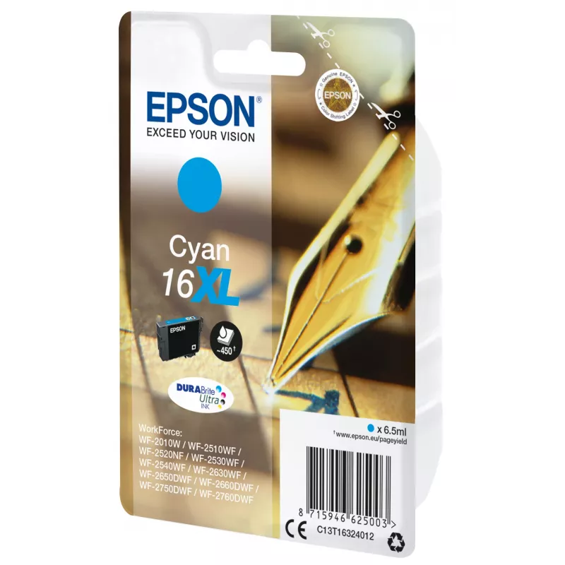 Epson rašalinė kasetė Cyan 16XL DURABrite Ultra – pavienė, didelės talpos