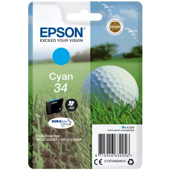 Epson 34 Cyan DURABrite Ultra rašalinė kasetė, originali, standartinė talpa