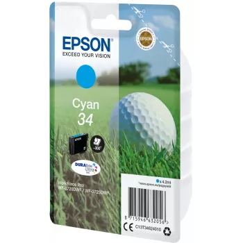 Epson 34 Cyan DURABrite Ultra rašalinė kasetė, originali, standartinė talpa