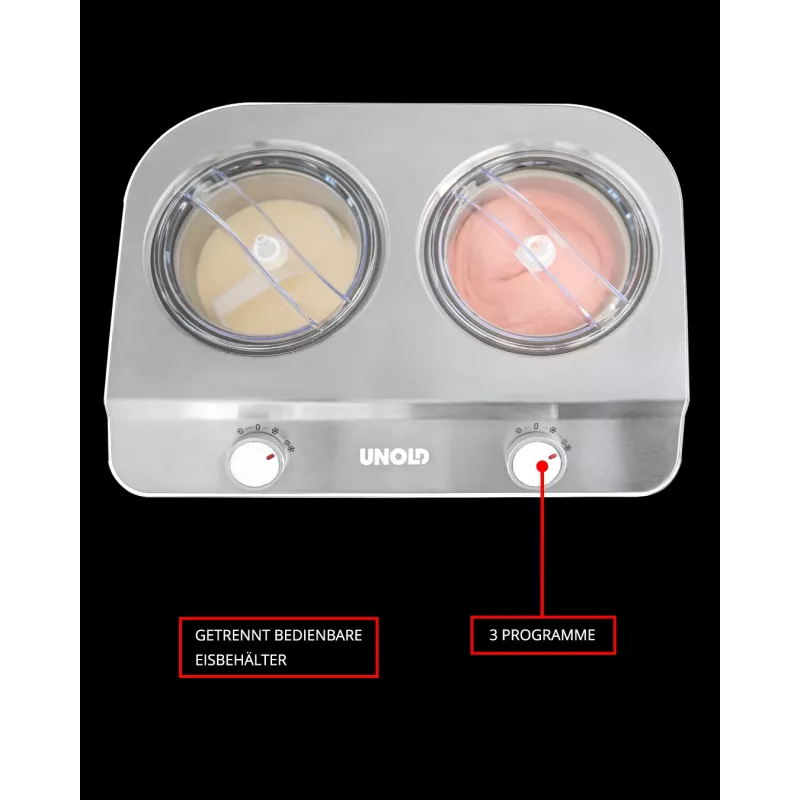 Unold Doppio kompresorinis ledų gaminimo aparatas 2,4 L 250 W satino plieno, baltos spalvos