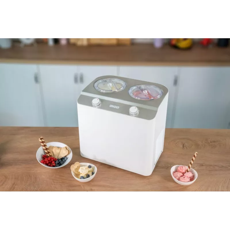 Unold Doppio kompresorinis ledų gaminimo aparatas 2,4 L 250 W satino plieno, baltos spalvos