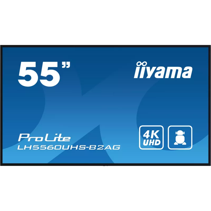 IIyama LH5560UHS-B2AG reklaminis ekranas 138,7 cm (54,6 colio) LED Wi-Fi 500 cd/m² 4K Ultra HD juodas su integruotu procesoriumi Android 11 24/7