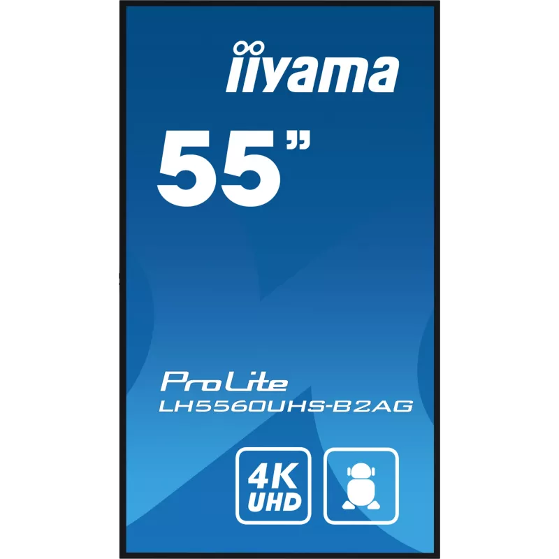 IIyama LH5560UHS-B2AG reklaminis ekranas 138,7 cm (54,6 colio) LED Wi-Fi 500 cd/m² 4K Ultra HD juodas su integruotu procesoriumi Android 11 24/7