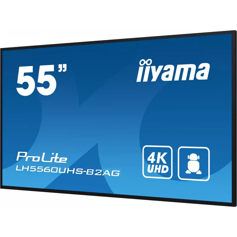 IIyama LH5560UHS-B2AG reklaminis ekranas 138,7 cm (54,6 colio) LED Wi-Fi 500 cd/m² 4K Ultra HD juodas su integruotu procesoriumi Android 11 24/7