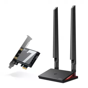 TP-Link Archer BE9300 Wi-Fi 7 Bluetooth 5.4 PCIe adapter, vidinis, belaidis, PCI Express, WLAN / Bluetooth, 9300 Mbit/s, juodas