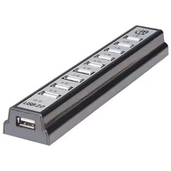 Manhattan USB-A 10 prievadų stalinis USB šakotuvas, 10x USB-A prievadai, 480 Mbps (USB 2.0), maitinamas per USB arba išoriniu maitinimo šaltiniu (neįtrauktas) didesnei galiai prijungtiems įrenginiams