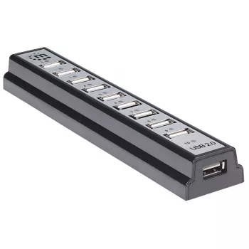 Manhattan USB-A 10 prievadų stalinis USB šakotuvas, 10x USB-A prievadai, 480 Mbps (USB 2.0), maitinamas per USB arba išoriniu maitinimo šaltiniu (neįtrauktas) didesnei galiai prijungtiems įrenginiams
