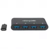 Manhattan USB-C Dock/Hub HB30C4AB, 4× USB-A, USB 3.2 Gen1 (5 Gbps), maitinamas per USB, 20 cm kabelis