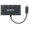 Manhattan USB-C Dock/Hub HB30C4AB, 4× USB-A, USB 3.2 Gen1 (5 Gbps), maitinamas per USB, 20 cm kabelis