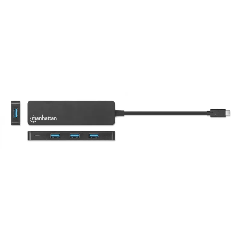 Manhattan USB-C stotelė / USB-C centras, 4× USB-A, 5 Gbps (USB 3.2 Gen1), maitinama per USB