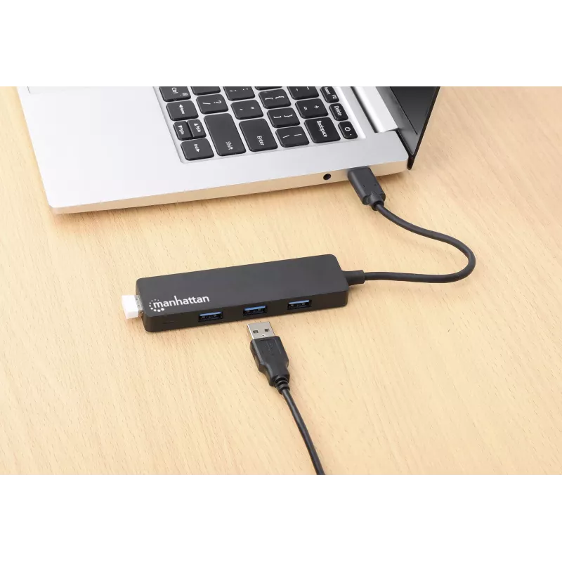 Manhattan USB-C stotelė / USB-C centras, 4× USB-A, 5 Gbps (USB 3.2 Gen1), maitinama per USB