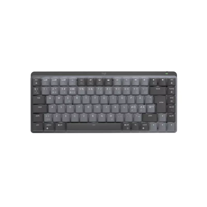 LOGITECH MX Mechanical Mini belaidė apšviesta klaviatūra – grafitas, tylieji lietimui jautrūs mechaniniai jungikliai, QWERTY išdėstymas danų/norvegų/švedų/suomių