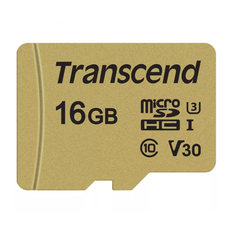 TRANSCEND MicroSDHC 500s 16GB UHS-I U3 MLC su adapteriu