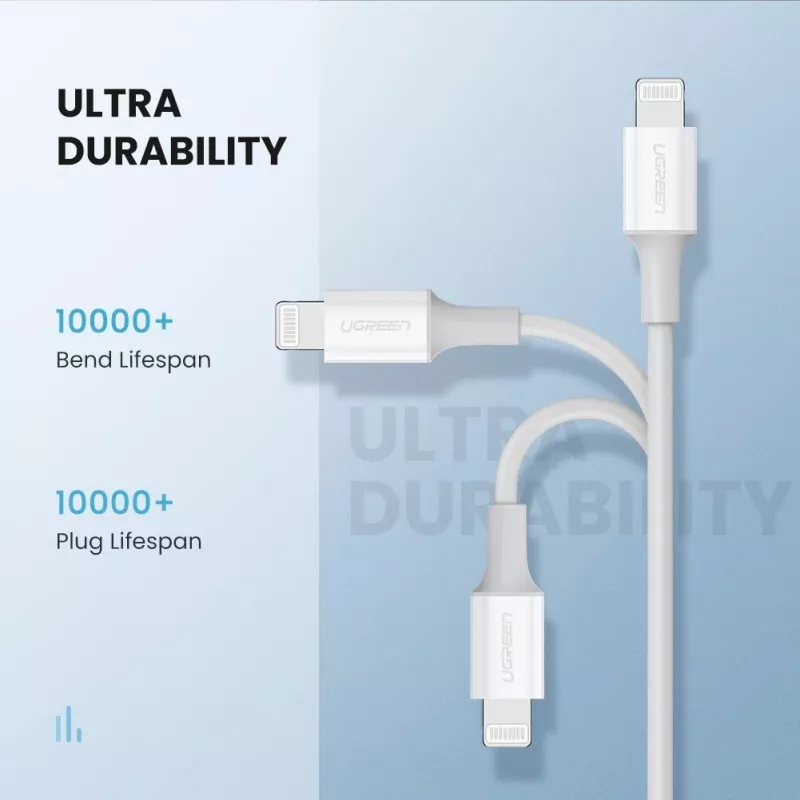 Ugreen 10493 USB-C į Lightning laidas 1 m Baltas