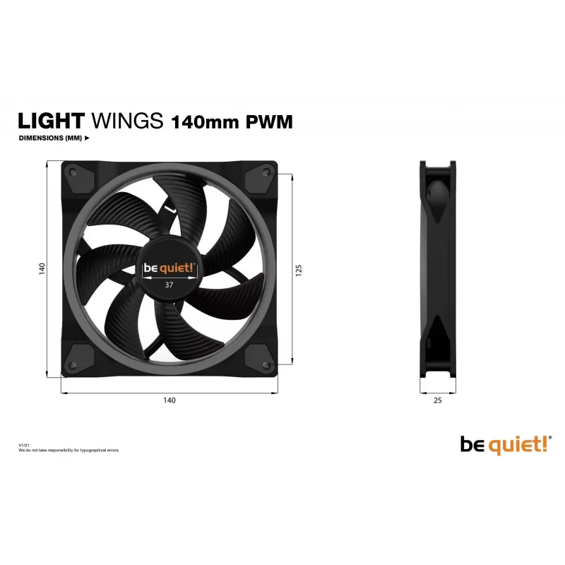 be quiet Light Wings 140mm ARGB PWM ventiliatorius juodas 3 vnt. pakuotė
