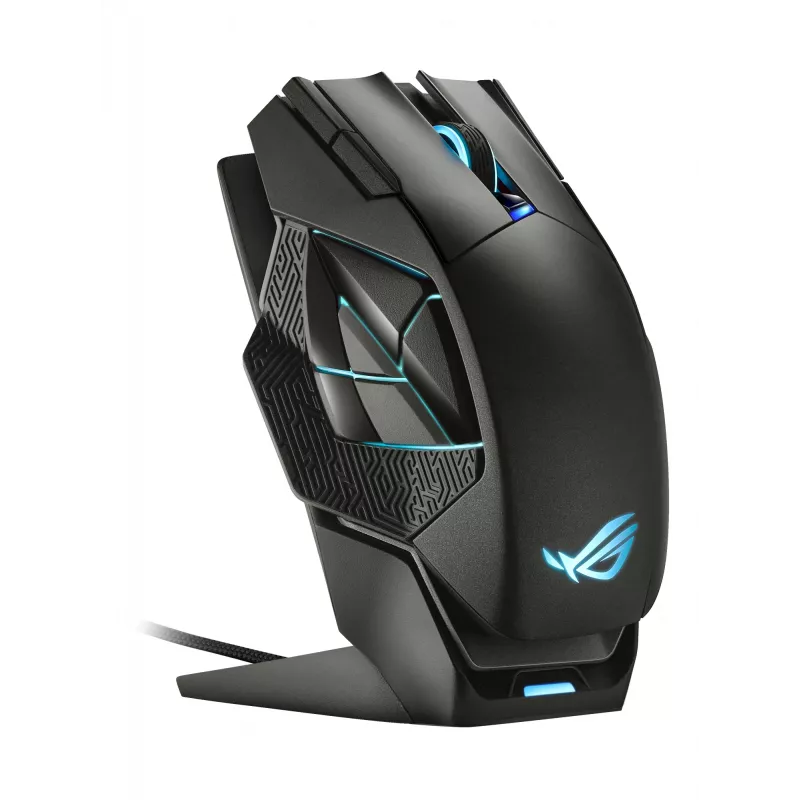 ASUS ROG Spatha X pelė žaidimams, dešinei rankai, belaidė RF + USB Type-C, optinė, 19000 DPI