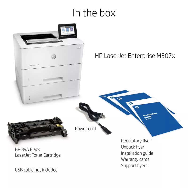 HP LaserJet Enterprise M507x spausdintuvas, lazerinis, 1200 x 1200 DPI, A4, 43 ppm, dvipusis spausdinimas, paruoštas tinklui