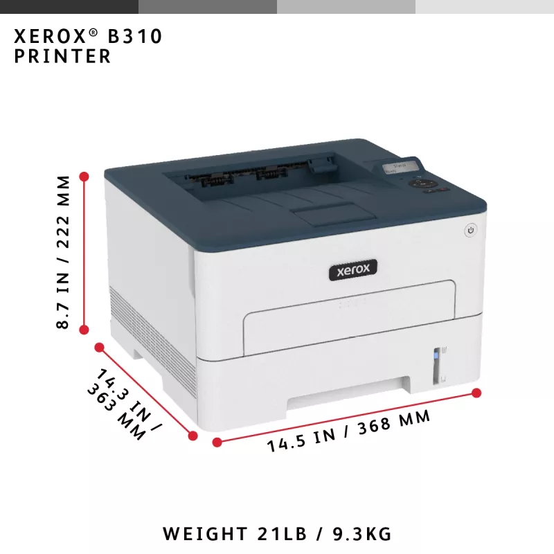 Xerox B310 A4 40ppm belaidis dvipusis spausdintuvas PS3 PCL5e/6 2 padėklai iš viso 350 lapų