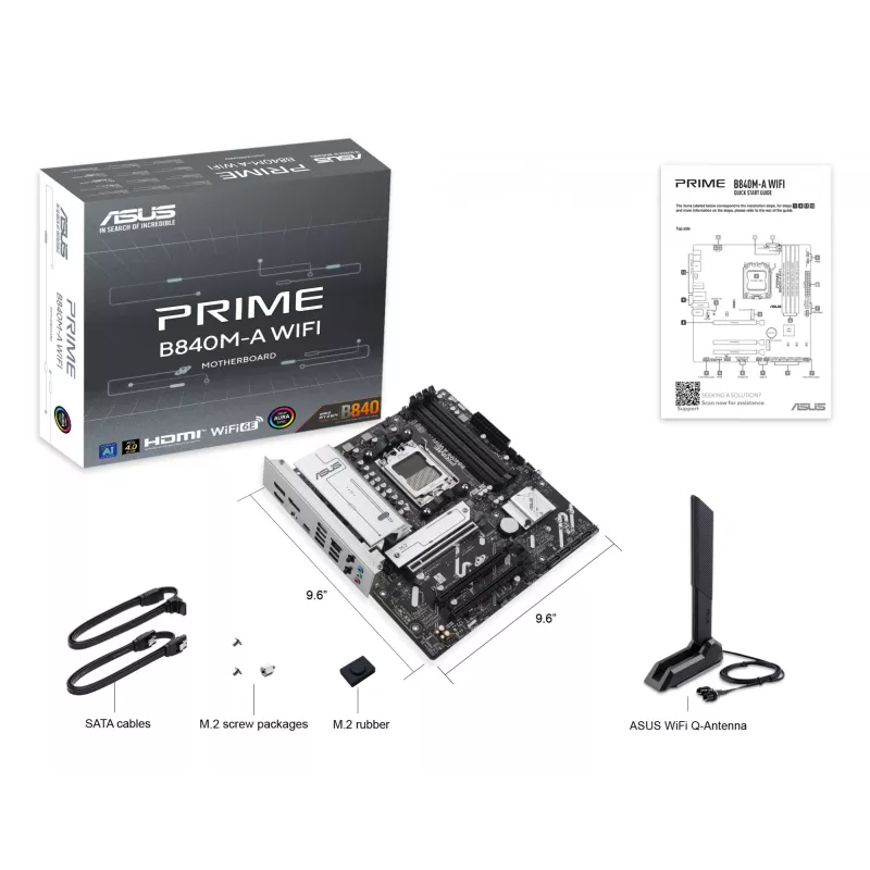 Motininė plokštė ASUS PRIME B840M-A WIFI AMD B840 Socket AM5 micro ATX